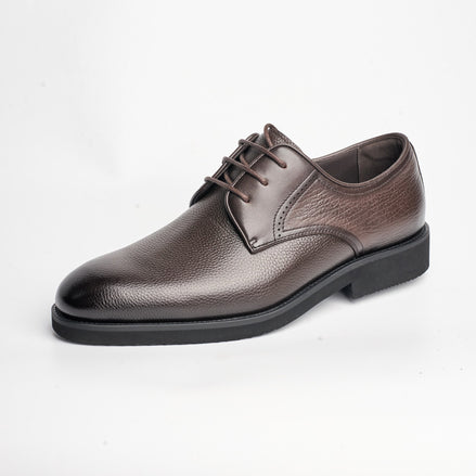 BB-154 Brown - Pebbled-Leather Plain Derby - Bruno Bunker