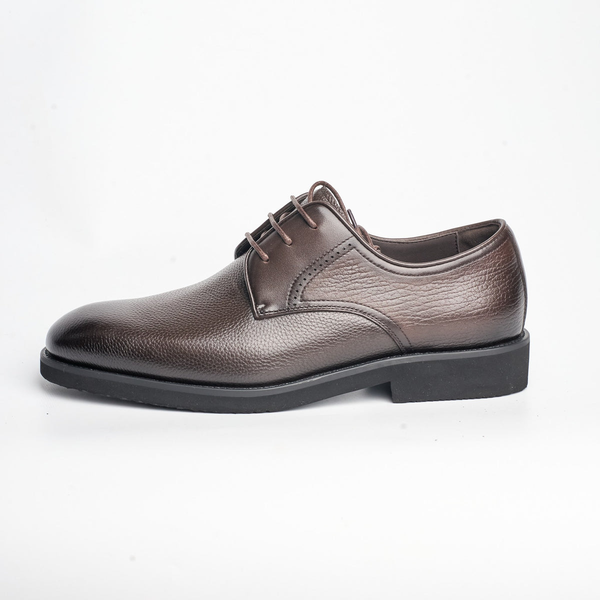 BB-154 Brown - Pebbled-Leather Plain Derby - Bruno Bunker