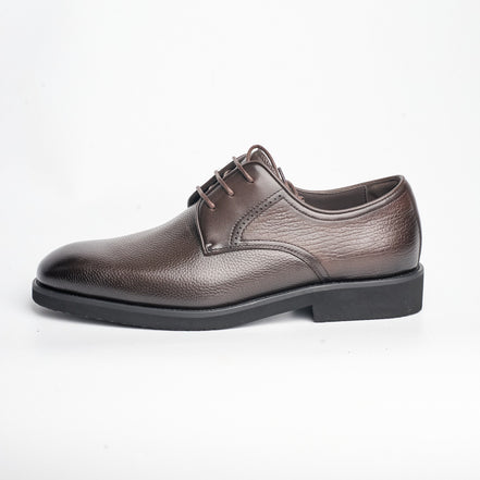 BB-154 Brown - Pebbled-Leather Plain Derby - Bruno Bunker