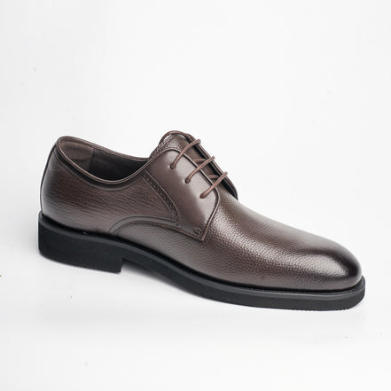 BB-154 Brown - Pebbled-Leather Plain Derby - Bruno Bunker