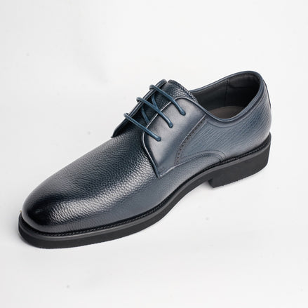 BB-154 Navy - Pebbled-Leather Plain Derby - Bruno Bunker
