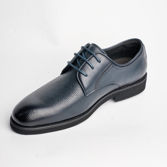 BB-154 Navy - Pebbled-Leather Plain Derby - Bruno Bunker