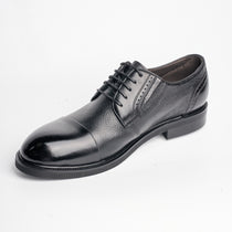 BB-155 Black - Pebbled-Leather Cap-Toe Derby - Bruno Bunker