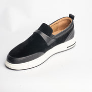 BB-163 Black - Suede & Leather Band Slip-On - Bruno Bunker