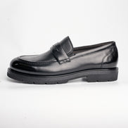 BB-165 Black - Pebbled-Leather Lug-Sole Apron Penny Loafer - Bruno Bunker