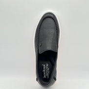 Black Leather Casual Loafer with White Sole