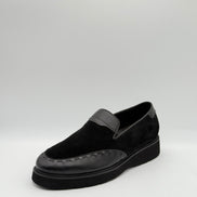 Black Suede & Leather Slip-On Loafer