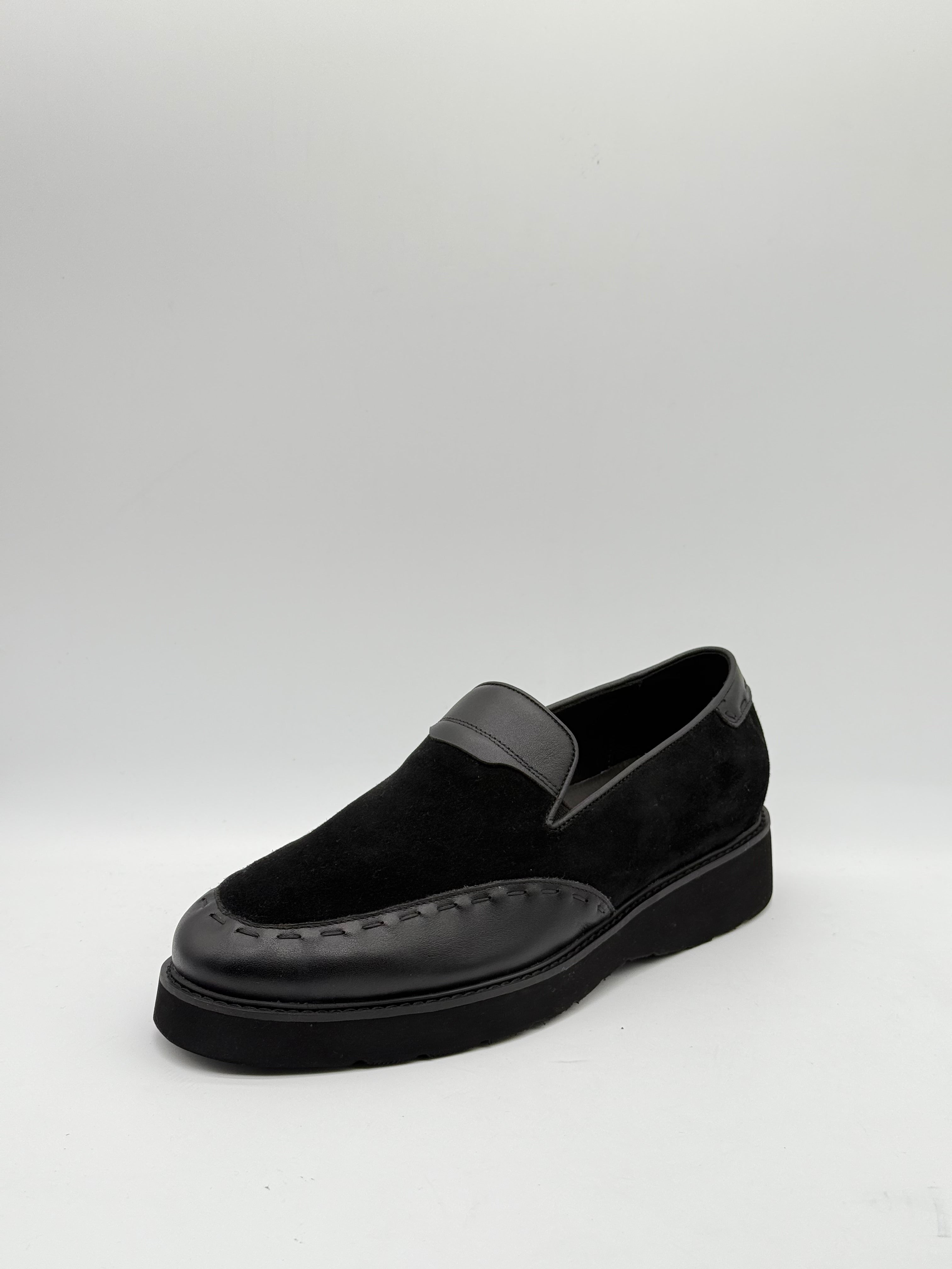 Black Suede & Leather Slip-On Loafer