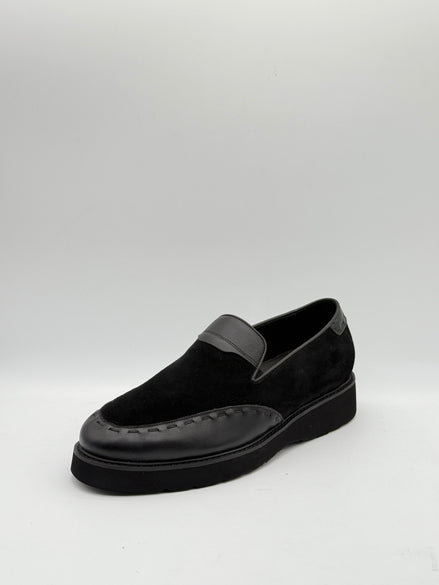 Black Suede & Leather Slip-On Loafer