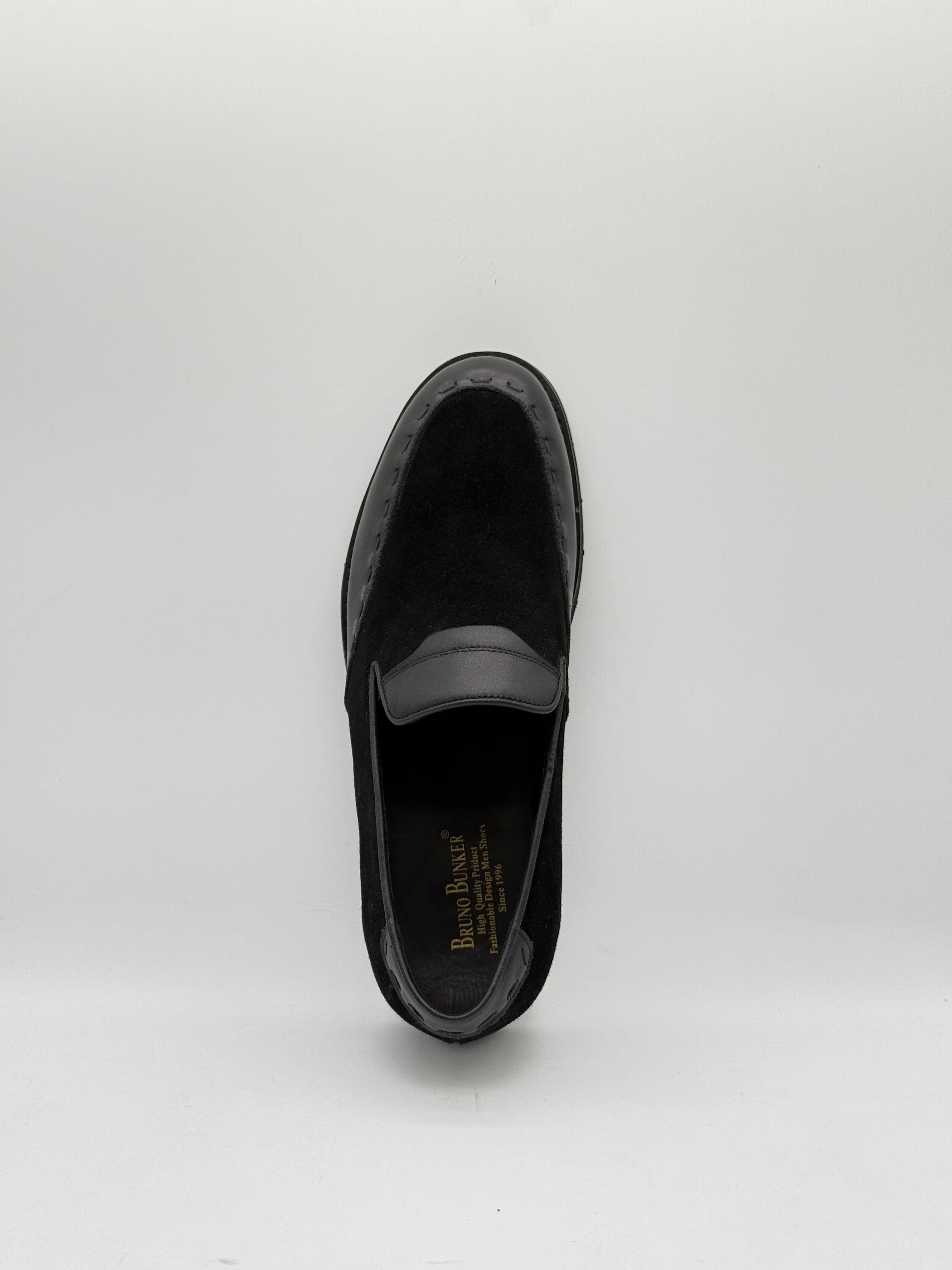 Black Suede & Leather Slip-On Loafer