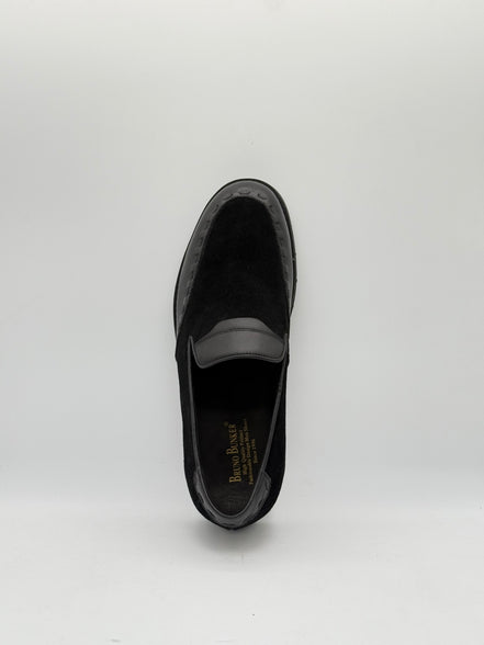 Black Suede & Leather Slip-On Loafer