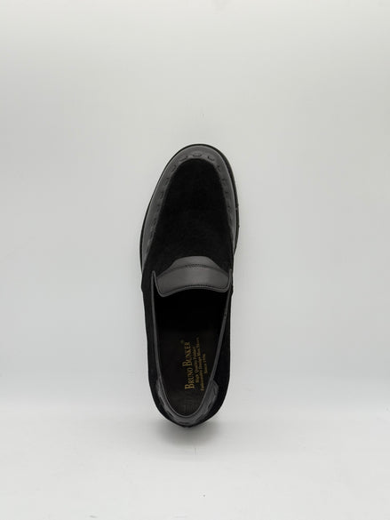 Black Suede & Leather Slip-On Loafer