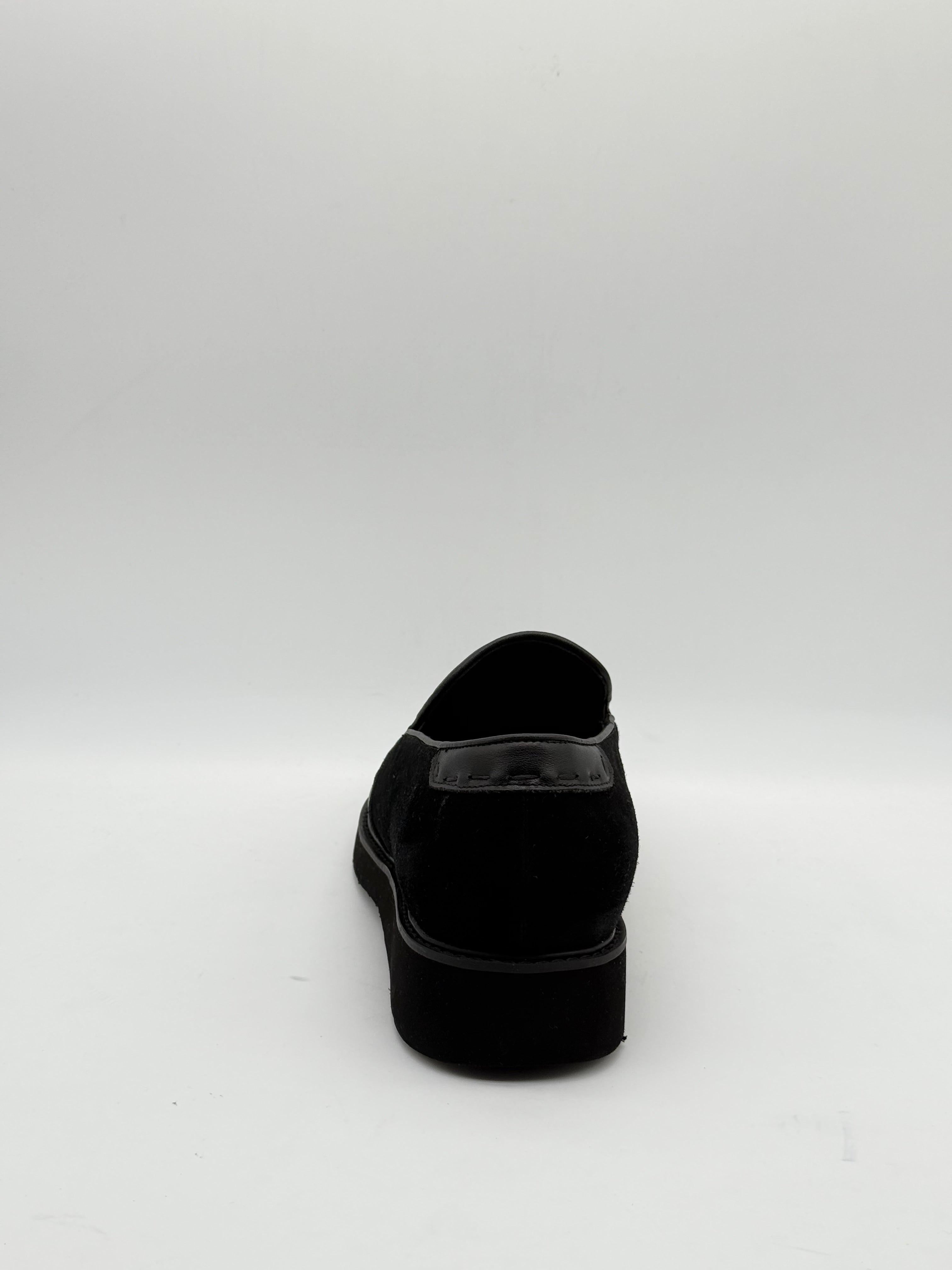 Black Suede & Leather Slip-On Loafer