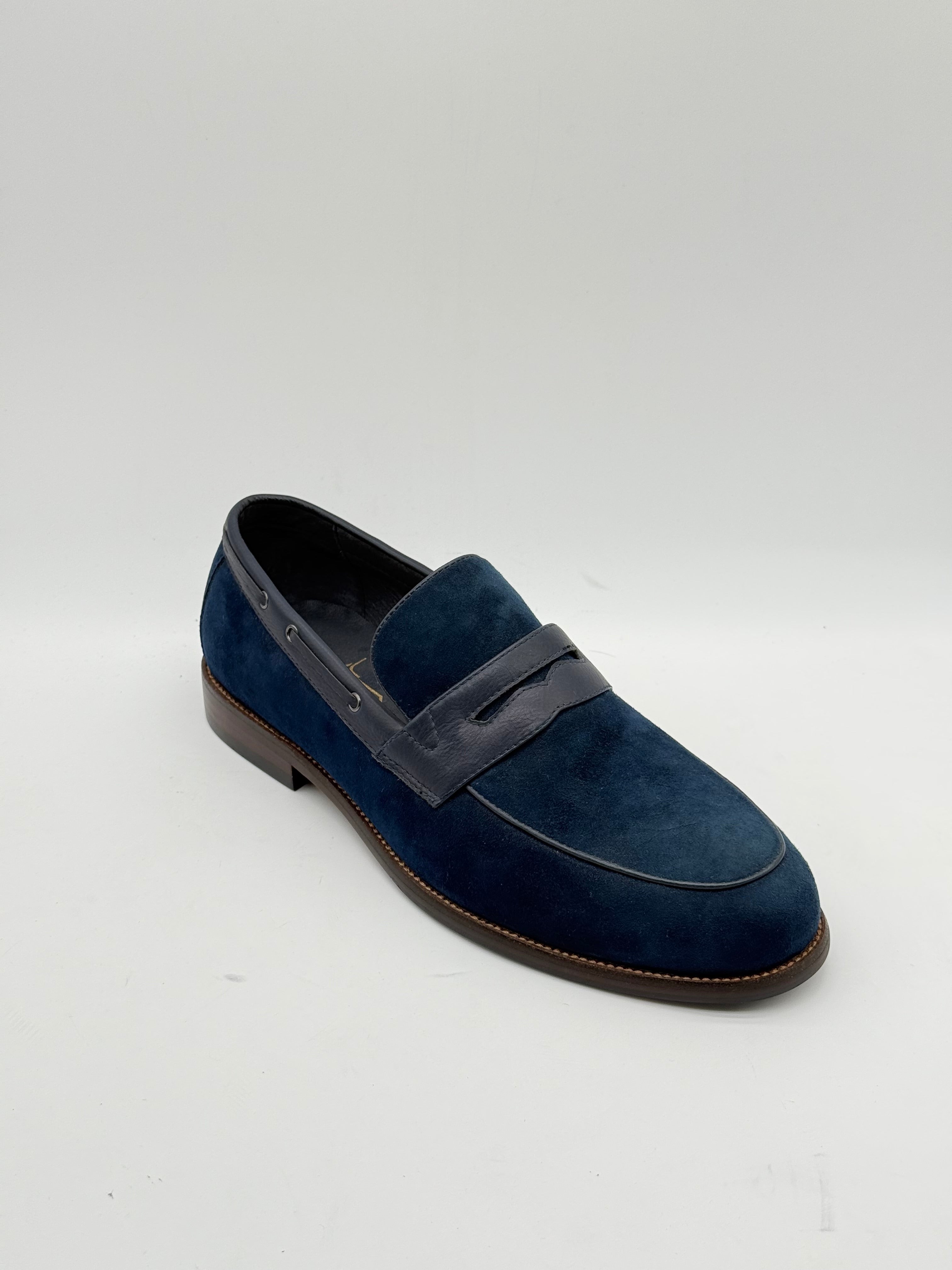 Cowskin Suede & Leather Penny Loafer