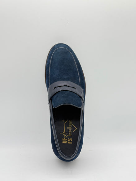 Cowskin Suede & Leather Penny Loafer