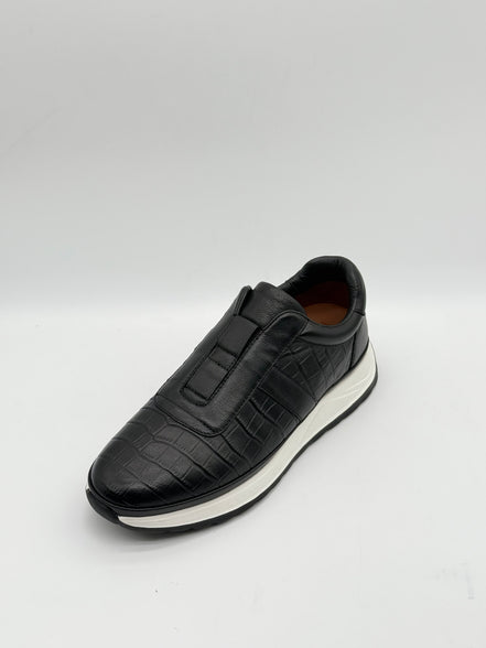 Croc-Embossed Leather Runner Sneaker