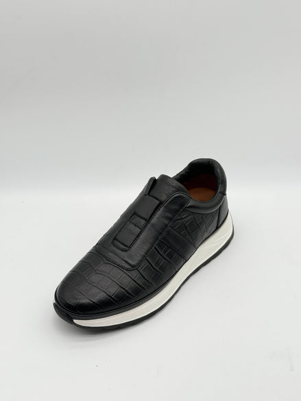 Croc-Embossed Leather Runner Sneaker