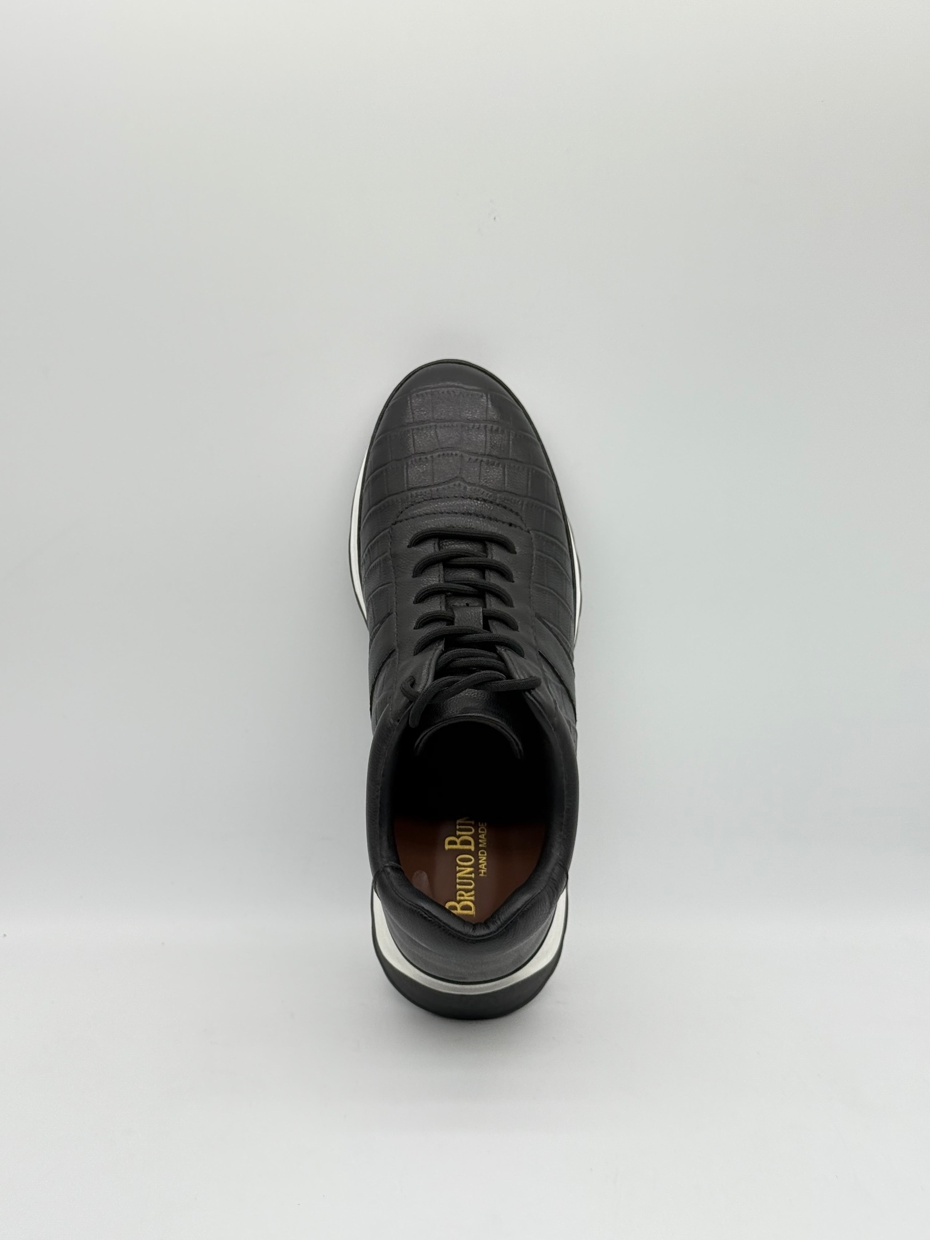 Laced Croc-Embossed Leather Runner Sneaker