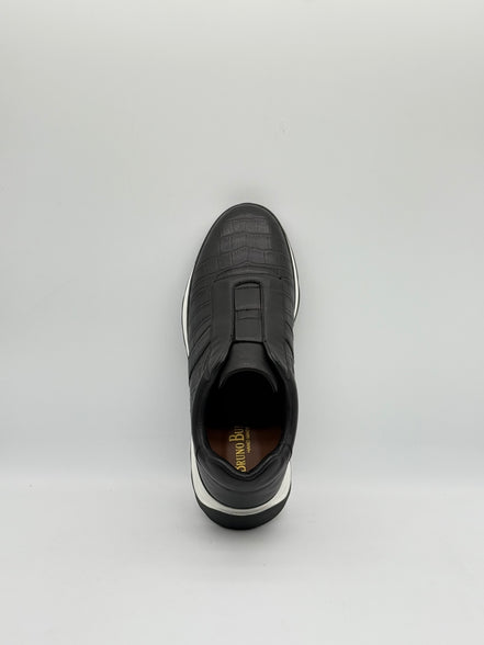 Croc-Embossed Leather Runner Sneaker