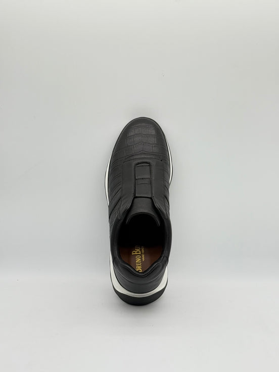 Croc-Embossed Leather Runner Sneaker