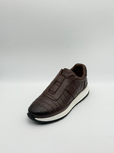 Croc-Embossed Leather Runner Sneaker
