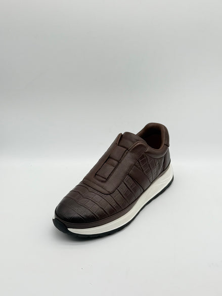 Croc-Embossed Leather Runner Sneaker