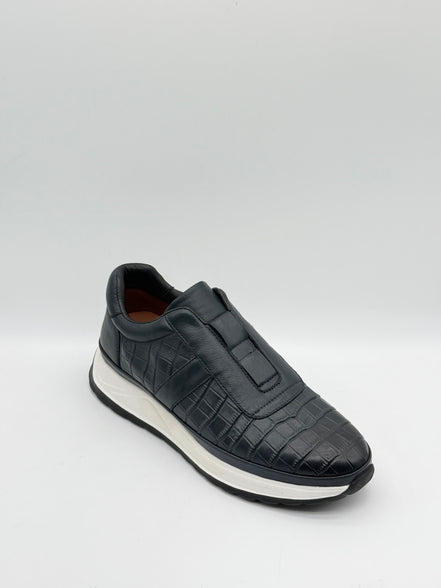 Croc-Embossed Leather Runner Sneaker