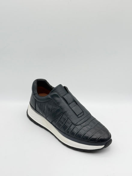 Croc-Embossed Leather Runner Sneaker