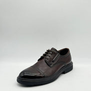 Dark Brown Cap-Toe Derby with Patent Toe