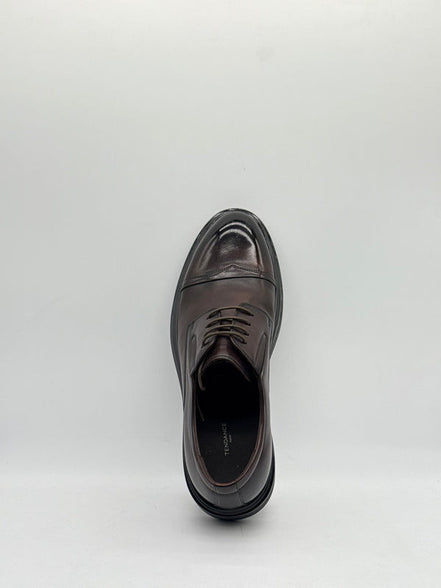 Dark Brown Cap-Toe Derby with Patent Toe