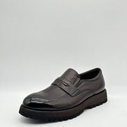 Dark Brown Leather Penny Loafer with Lug Sole