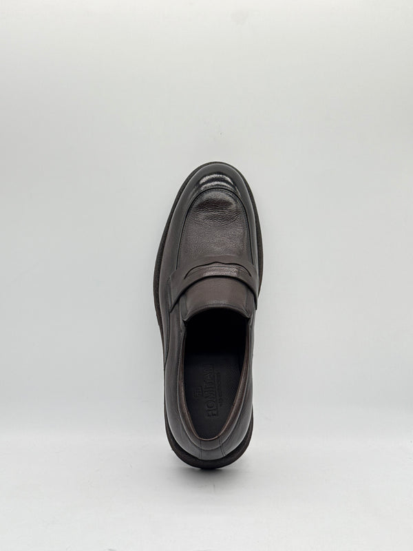 Dark Brown Leather Penny Loafer with Lug Sole