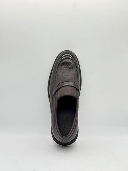 Dark Brown Leather Penny Loafer with Lug Sole