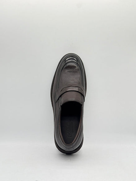 Dark Brown Leather Penny Loafer with Lug Sole
