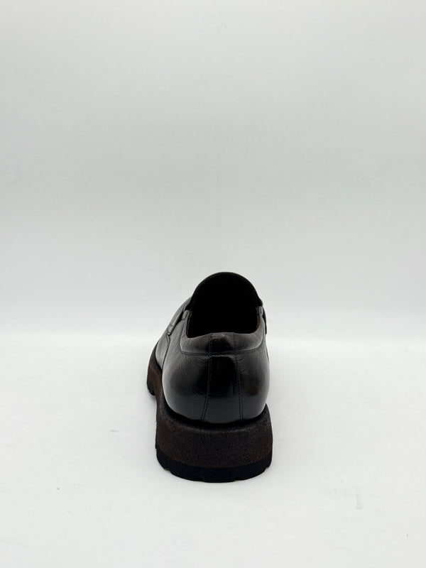 Dark Brown Leather Penny Loafer with Lug Sole