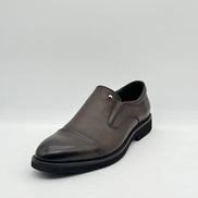 Black Leather Cap-Toe Slip-On