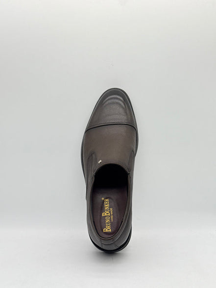 Black Leather Cap-Toe Slip-On