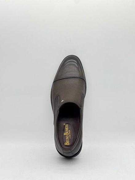 Grey Pebbled Leather Cap-Toe Slip-On