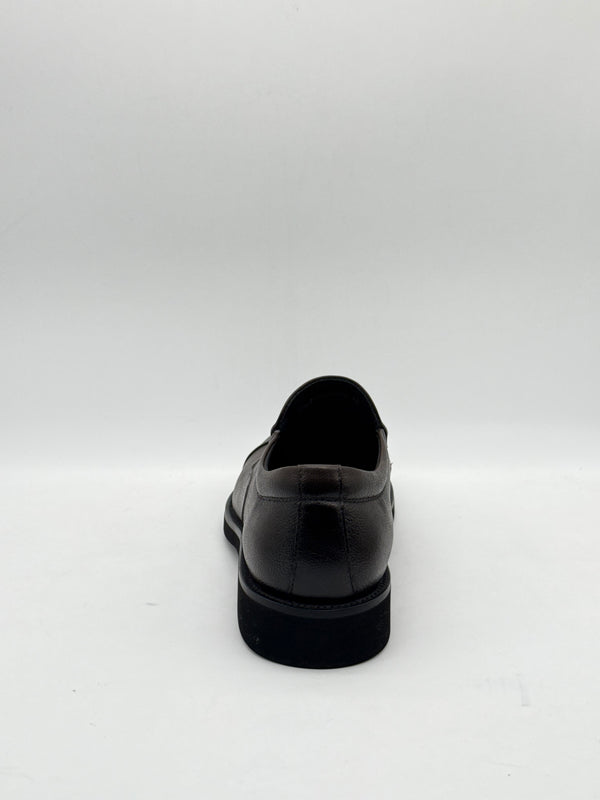 Black Leather Cap-Toe Slip-On