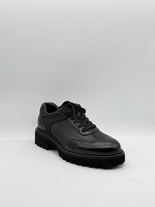 Leather & Fabric Panel Lug-Sole Sneaker