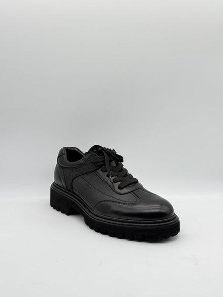 Leather & Fabric Panel Lug-Sole Sneaker