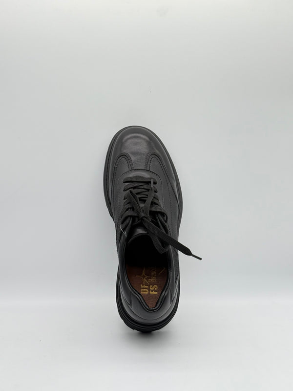 Leather & Fabric Panel Lug-Sole Sneaker