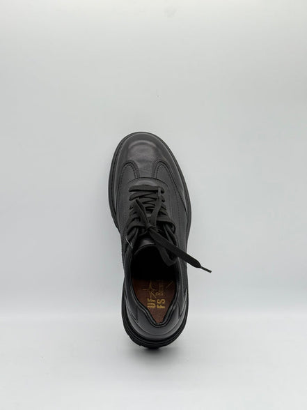 Leather & Fabric Panel Lug-Sole Sneaker