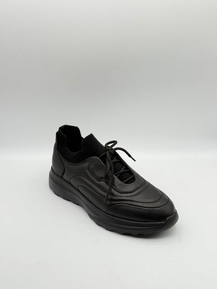 Leather & Knit Collar Runner Sneaker