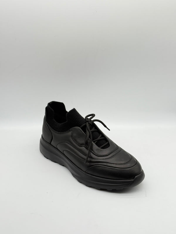 Leather & Knit Collar Runner Sneaker