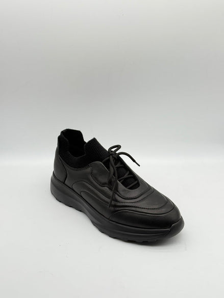 Leather & Knit Collar Runner Sneaker