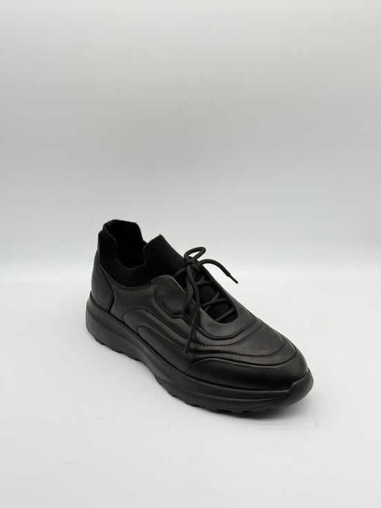 Leather & Knit Collar Runner Sneaker