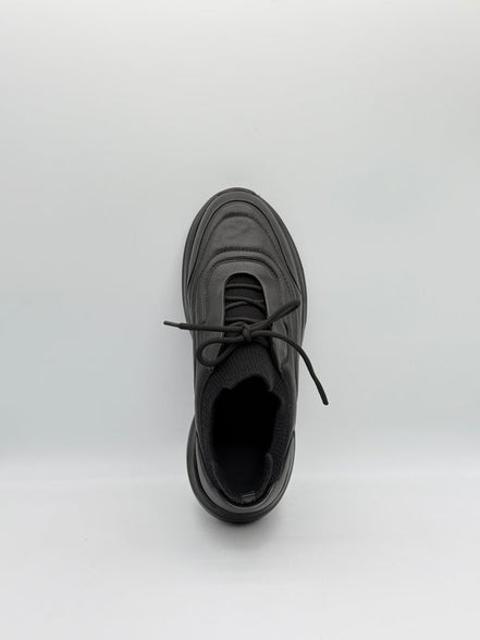 Leather & Knit Collar Runner Sneaker
