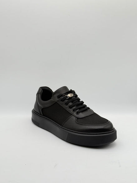 Leather & Mesh Panel Court Sneaker