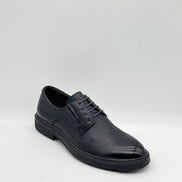 Navy Leather Derby with Chunky Sole